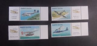 St Lucia 2003 Cent Powered Flight Sg1290/3 Aircraft Plane Um Mnh Unmounted
