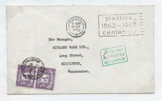 Bristol 1902 Unpaid Cover To Middleton.  Slogan Cancel.  Postage Dues