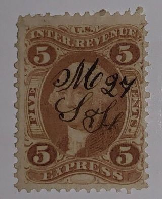 Travelstamps: 1862 - 1871 Us Stamps Scott R25c,  Express,  Ng,  Pen Cancel