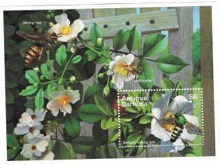 Souvenir Sheet Antigua & Barbuda 1995 Mnh,  Leafcutter & Mining Bees