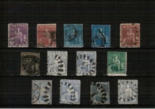Barbados Mixed Selection Of Early Britannia Stamps