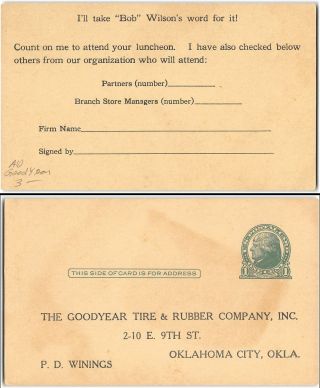 Unsent Reply Card To The Goodyear Tire And Rubber Co