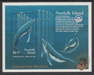 Norfolk Island 1995 Humpback Whales S/sheet Overprinted " Jakarta 95 "