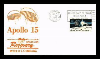 Us Cover Space Apollo 15 Recovery By Uss Okinawa Navy Thermographed Cachet