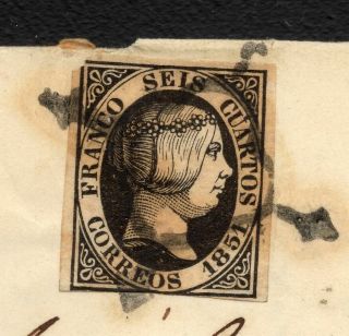 Spain 6 6c Spider Cancel and Red CDS on 1854 Folded Letter Sheet to Madrid 2