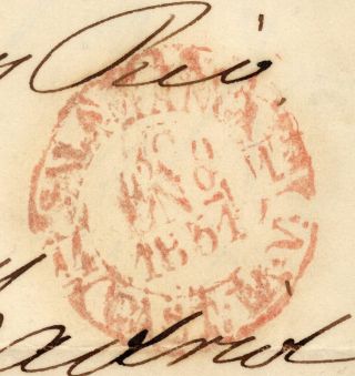 Spain 6 6c Spider Cancel and Red CDS on 1854 Folded Letter Sheet to Madrid 3