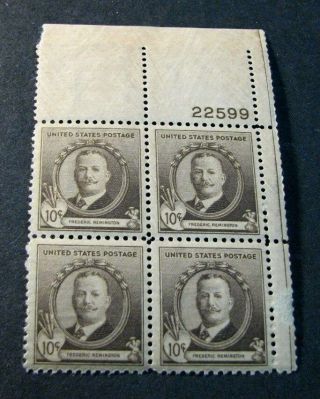 Us Plate Blocks Famous Americans Stamp Scott 888 Remington 1940 Mnh L225
