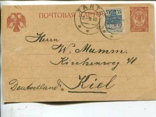 Estonia 35penni On 5kop Old Russia Postal Card To Germany,  Tartu 8.  9.  1919