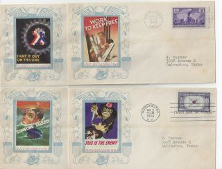 1944 " Artists For Victory " 15 Wwii Patriotic Covers - Colorful Cachets