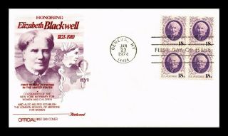 Dr Jim Stamps Us Elizabeth Blackwell Woman Physician First Day Cover Block