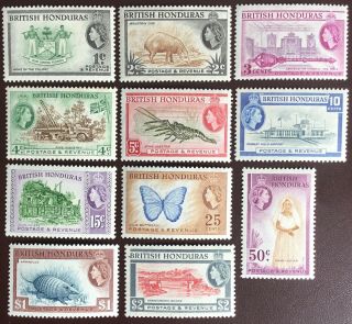 British Honduras 1953 - 62 Set To $2 Odd Lower Value Toned Perf Mh/mnh