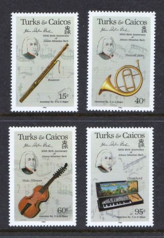 Turks & Caicos 1985 Bach (composer) - Mnh Set - Cat £6.  75 - (160)