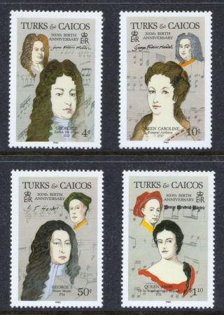 Turks & Caicos 1985 Handel (composer) - Mnh Set - Cat £7.  15 - (161)