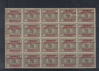 Dominican Republic 1904 Overprint 2c Unmounted Block Of 20
