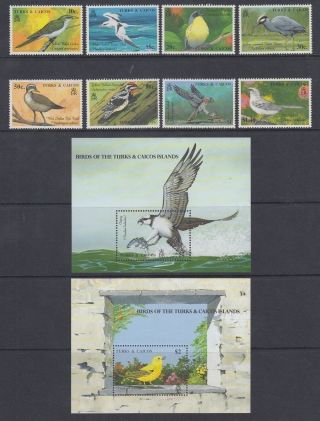 Turks And Caicos Islands 1990 Birds (x8) & M/s (x2) (id:896/d53294)