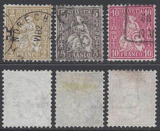 Switzerland Helvetia 1881 (granite Paper) 2c,  5c,  10c Fu - Vfu Sauber Gestempelt