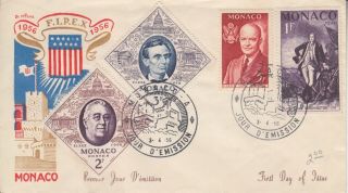 1956 Monaco Salutes Fipex American Presidents Fdc (wash Lincoln Fdr Ike) Unadd.