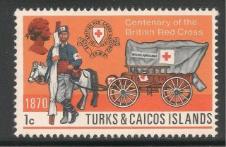 Turks & Caicos Islands 209 (a38) Vf Mnh - 1970 1c Red Cross Ambulance,  1870
