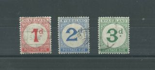Nyasaland 1950 Postage Dues 1d - 2d - 3d