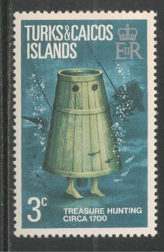 Turks & Caicos Islands 259 (a47) Vf Mnh - 1973 3c Treasure Hunting,  C.  1700