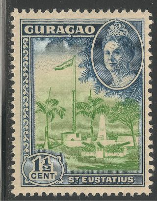 Netherlands Antilles Curacao 165 (a30) Vf Mnh 1943 1 1/2c View Of St.  Eustatius