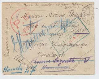 Ww1 Contrexéville Vosges Prisoner Of War Osnabruck Cover Censor Redirected 1917
