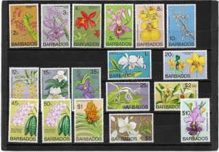 Barbados 1974 Orchids Complete Set Of 18 To $10 Sg.  485 - 500 Unmounted Mnh