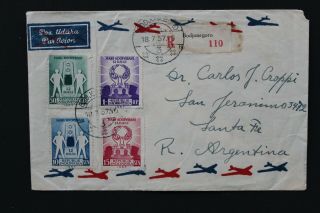 D9406 Indonesia 1957 Registered Air Mail Cover To Argentina From Bodjonogoro