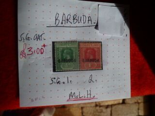 Barbuda Stamps Kgv 1/2d & 1d Sg.  1 &2 M.  L.  H.