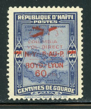 Haiti Air Post Mlh Selections: Scott C4a 60c/20c Boyd & Lyon Flight Map Cv$75,
