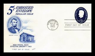 Us Cover Abraham Lincoln 5c Embossed Envelope Fdc Fleetwood Cachet
