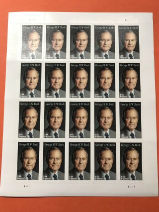 Scott 5393 George H.  W.  Bush 2019 U.  S.  President Mnh Sheet Of 20 Stamps