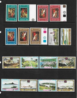 St Lucia - 1971/72 - 10 Issues ; 47 Stamps (inc Invert Wmk) - Mounted