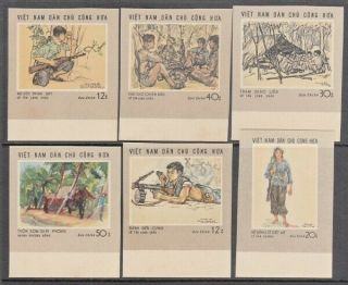 North Vietnam,  Sc.  546 - 551.  War Art Paintings Set Of 6 Imperforated.  Ngai.