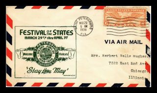 Us Cover St Petersburg Florida Golden Jubilee Event 1938 Air Mail