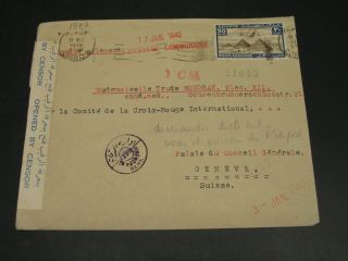 Egypt 1939 Censored Airmail Cover To Switzerland Fold 1977