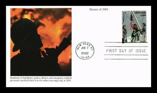 Dr Jim Stamps Us Heroes Of 2001 Firefighter Mystic Cachet First Day Cover