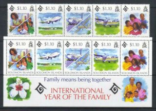 Solomon Islands 1994 Year Of The Family Mnh Set Of 5 & M/s