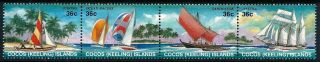 Cocos Islands,  Sc 158,  1987 Sailing Canoes/ships,  Strip Of 8.  Mnh.  Cv $5