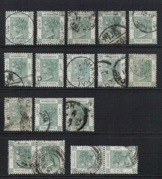 Hong Kong 1900 2c Green Qv 37 Sg 56 17x Stock Lot - Postmarks