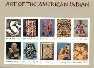 Us: 2003 Art Of The American Indian; Sc 3873; 37 Cents Values - - Sheetlet Of 10