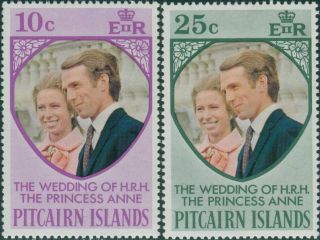 Pitcairn Islands 1973 Sg131 - 132 Royal Wedding Set Mnh
