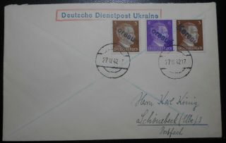 German Occupation Of Ukraine 1942 Service Cover With 3x Stamps Ovptd 
