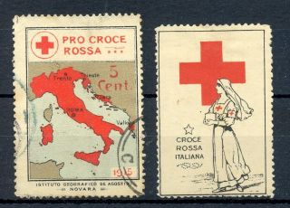 Italy 1915 Ca.  2 X Poster Stamp - Red Cross - /0 - - - F/vf