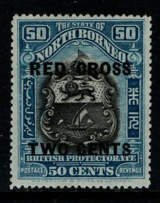 North Borneo 1918 Two Cents On 50c Red Cross Sg230 Mh See Note