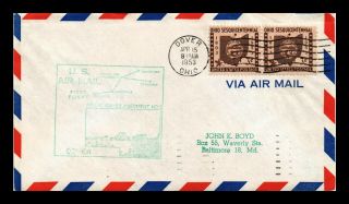Dr Jim Stamps Us Dover Ohio First Flight Air Mail Cover Am 88 Columbus