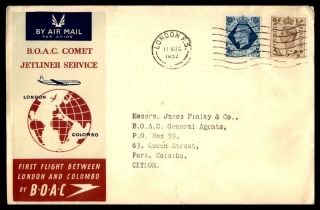 Great Britain London First Jet Flight Boac Aug 11 1952 To Ceylon Colombo Arrival