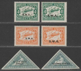 South West Africa 1927 - 30 Kgv Airmail 4d,  1sh,  Hope 4d Overprints