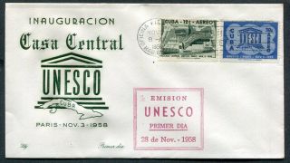 Habana 1958 First Day Cover Unesco Uptown 52253