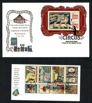 Circus - 4898 - 4905 Vintage Posters Stamps And 4905c $2 Souvenir Sheet Fdcs